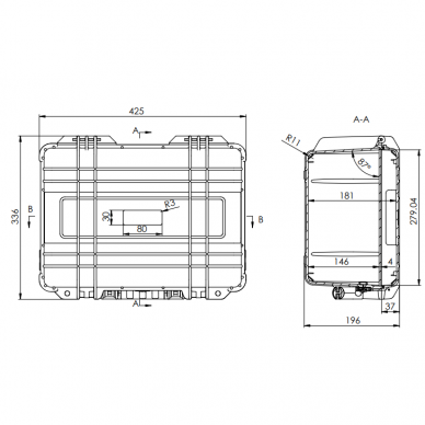 Safe transport case | suitcase with handle | 425x336x196mm | IP67 3