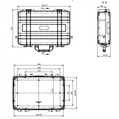 Drošas transportēšanas koferis | čemodāns ar rokturi | 492x353x122mm | IP67 2 Drošas transportēšanas koferis | čemodāns ar rokturi | 492x353x122mm | IP67 2