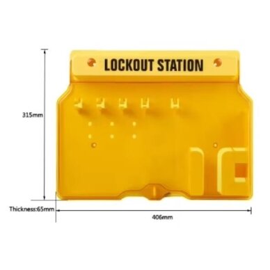 LOTO Safety lockout equipment and padlock storage box with transparent door | 406x315x65mm | plastic | surface-mounted | yellow 3 LOTO Safety lockout equipment and padlock storage box with transparent door | 406x315x65mm | plastic | surface-mounted | yellow 3