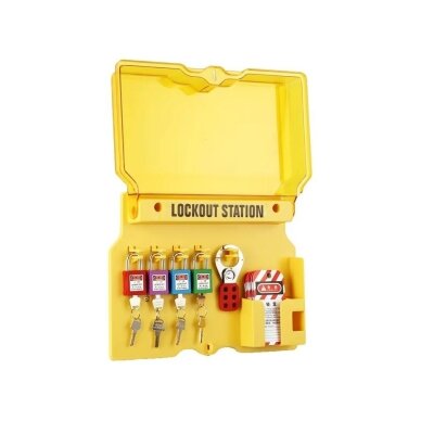 LOTO Safety lockout equipment and padlock storage box with transparent door | 406x315x65mm | plastic | surface-mounted | yellow 1 LOTO Safety lockout equipment and padlock storage box with transparent door | 406x315x65mm | plastic | surface-mounted | yellow 1