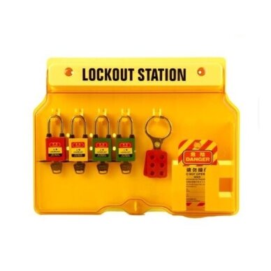 LOTO Safety lockout equipment and padlock storage box with transparent door | 406x315x65mm | plastic | surface-mounted | yellow 2 LOTO Safety lockout equipment and padlock storage box with transparent door | 406x315x65mm | plastic | surface-mounted | yellow 2