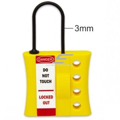 LOTO dielectric lockout hasp | for 4 padlocks | Ø3 mm nylon shackle | ABS body | yellow | ES-BD-8341 3 LOTO dielectric lockout hasp | for 4 padlocks | Ø3 mm nylon shackle | ABS body | yellow | ES-BD-8341 3