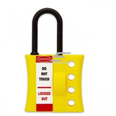 LOTO dielectric lockout hasp | for 4 padlocks | Ø6 mm nylon shackle | ABS body | yellow | ES-BD-8342 LOTO dielectric lockout hasp | for 4 padlocks | Ø6 mm nylon shackle | ABS body | yellow | ES-BD-8342