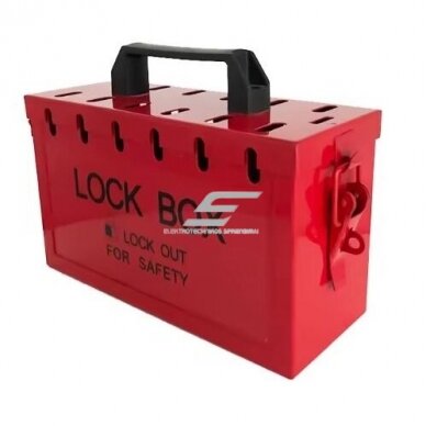 Safety lockout box for key storage | with handle | lockable with 13 padlocks | 260x152x103mm | red | steel 2 Safety lockout box for key storage | with handle | lockable with 13 padlocks | 260x152x103mm | red | steel 2