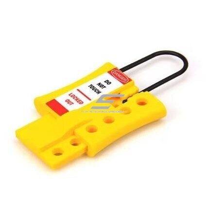LOTO dielectric lockout hasp | for 4 padlocks | Ø6 mm nylon shackle | ABS body | yellow | ES-BD-8342 2 LOTO dielectric lockout hasp | for 4 padlocks | Ø6 mm nylon shackle | ABS body | yellow | ES-BD-8342 2
