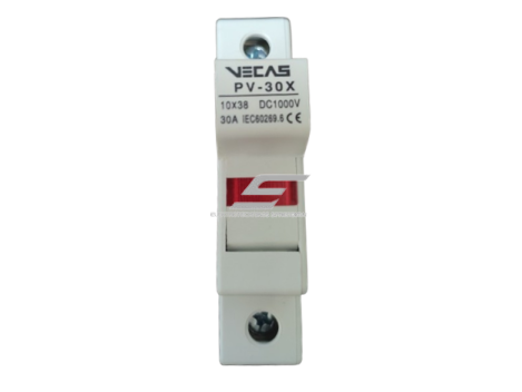 Modulinis saugiklių kirtiklių laikiklis | blokas saulės elektrinėms | 1P | 30A | 1000VDC | 10x38mm | DIN | PV-30X VECAS 1 Modulinis saugiklių kirtiklių laikiklis | blokas saulės elektrinėms | 1P | 30A | 1000VDC | 10x38mm | DIN | PV-30X VECAS 1