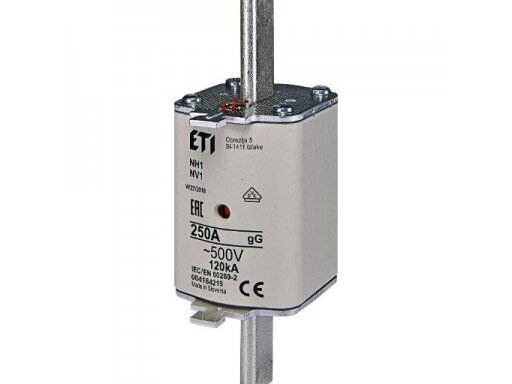 Peilinis saugiklis | NH1C | 250A | 500V | 120kA | gG | Eti | KOMBI | 004184219 Peilinis saugiklis | NH1C | 250A | 500V | 120kA | gG | Eti | KOMBI | 004184219