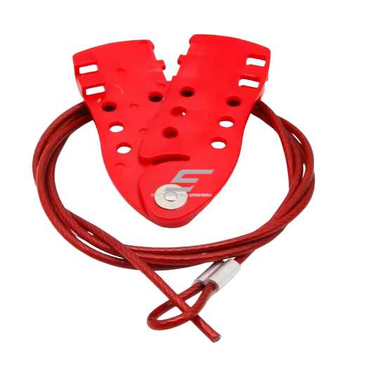 LOTO Safety multi-lock hasp | cable | 6 padlock holes | 150x57x12mm | red | steel/plastic 1