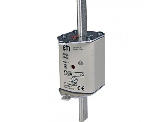 Peilinis saugiklis | NH2C | 100A | 500V | 120kA | gG | Eti | KOMBI | 004185214