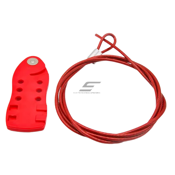 LOTO Safety multi-lock hasp | cable | 6 padlock holes | 150x57x12mm | red | steel/plastic LOTO Safety multi-lock hasp | cable | 6 padlock holes | 150x57x12mm | red | steel/plastic