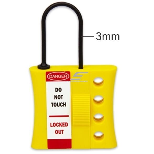 LOTO dielectric lockout hasp | for 4 padlocks | Ø3 mm nylon shackle | ABS body | yellow | ES-BD-8341 3 LOTO dielectric lockout hasp | for 4 padlocks | Ø3 mm nylon shackle | ABS body | yellow | ES-BD-8341 3