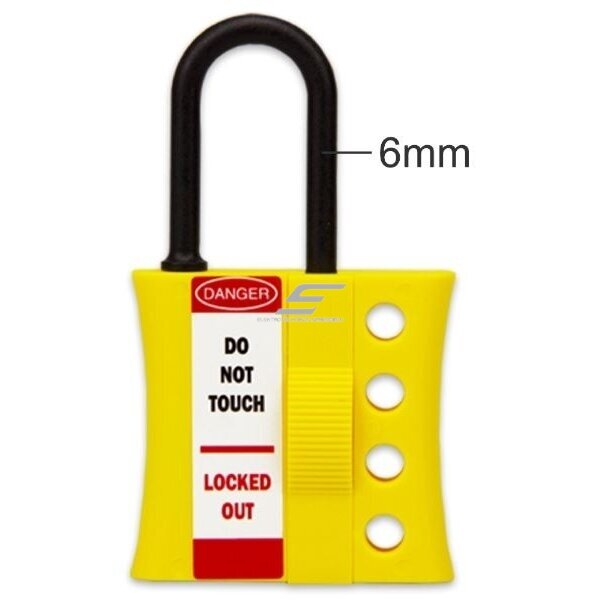 LOTO dielectric lockout hasp | for 4 padlocks | Ø6 mm nylon shackle | ABS body | yellow | ES-BD-8342 3 LOTO dielectric lockout hasp | for 4 padlocks | Ø6 mm nylon shackle | ABS body | yellow | ES-BD-8342 3