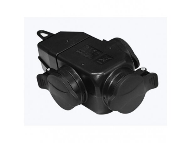 Šakotuvas | 3xSchuko | 16A | 250V | guminis lizdas | juodas | IP44 | Solera | 5586OB/1 | 8423220043275 1 Šakotuvas | 3xSchuko | 16A | 250V | guminis lizdas | juodas | IP44 | Solera | 5586OB/1 | 8423220043275 1