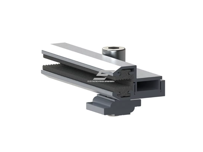 Berėmių saulės modulių tvirtinimo spaustukas | iki 60 m/s | stiklo moduliams | anodizuotas | stogo montavimui 1 Berėmių saulės modulių tvirtinimo spaustukas | iki 60 m/s | stiklo moduliams | anodizuotas | stogo montavimui 1