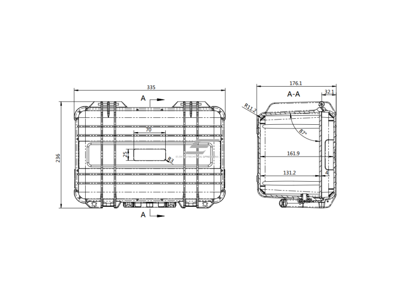 Saugaus transportavimo dėžė su rankena | 335x236x176mm | IP67 4