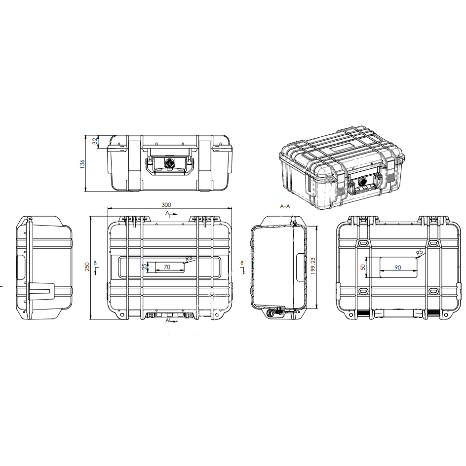 Safe transport case | suitcase with handle | 303x250x136mm | IP67 3