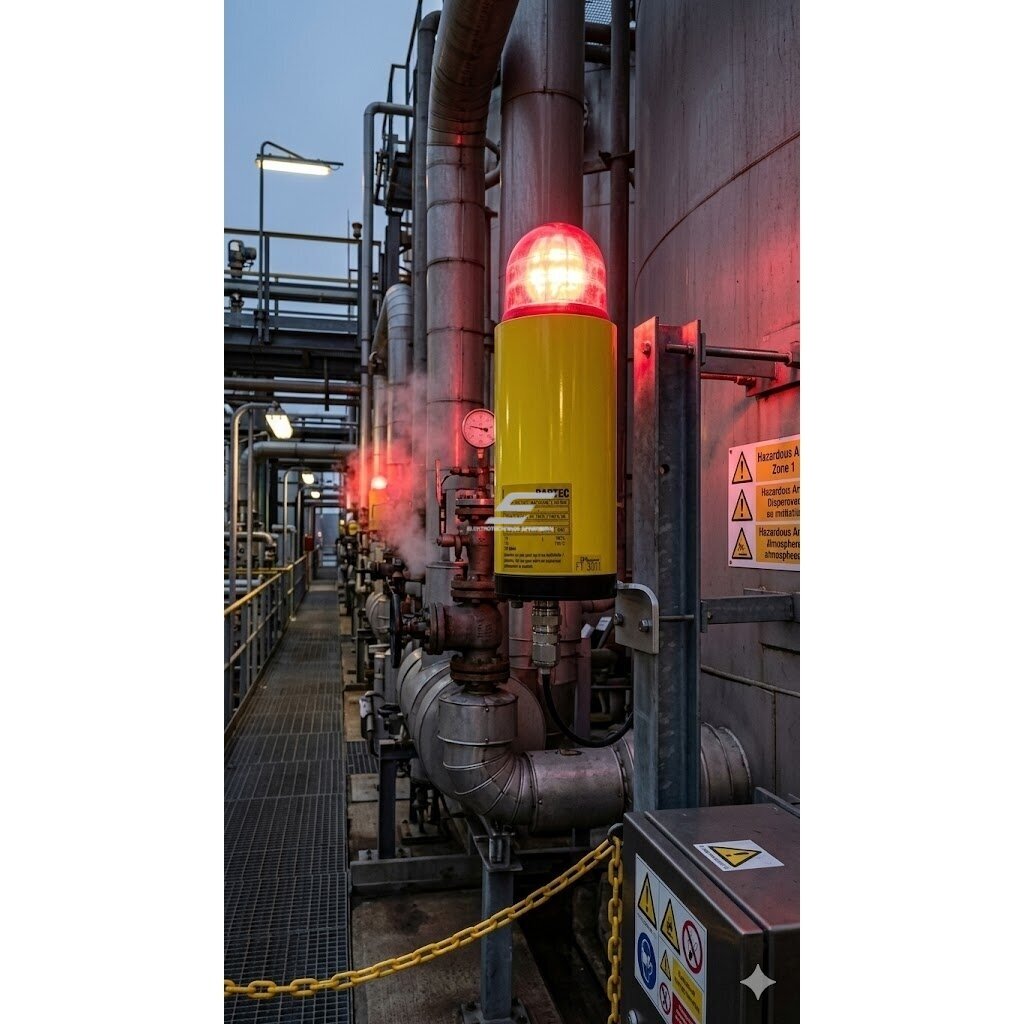 Signal Beacon Light | Flashing | Explosion-Proof | 24V DC | Ex d IIC T6 | Industrial Cylindrical Housing | BARTEC 1