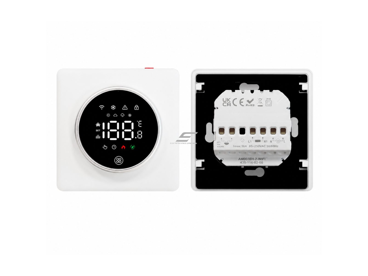 Išmanus elektrinio grindinio šildymo termostatas | WiFi | 230V | 16A | ±0.5°C tikslumas | smart home (MQTT) | programuojamas | sieninis montavimas 1