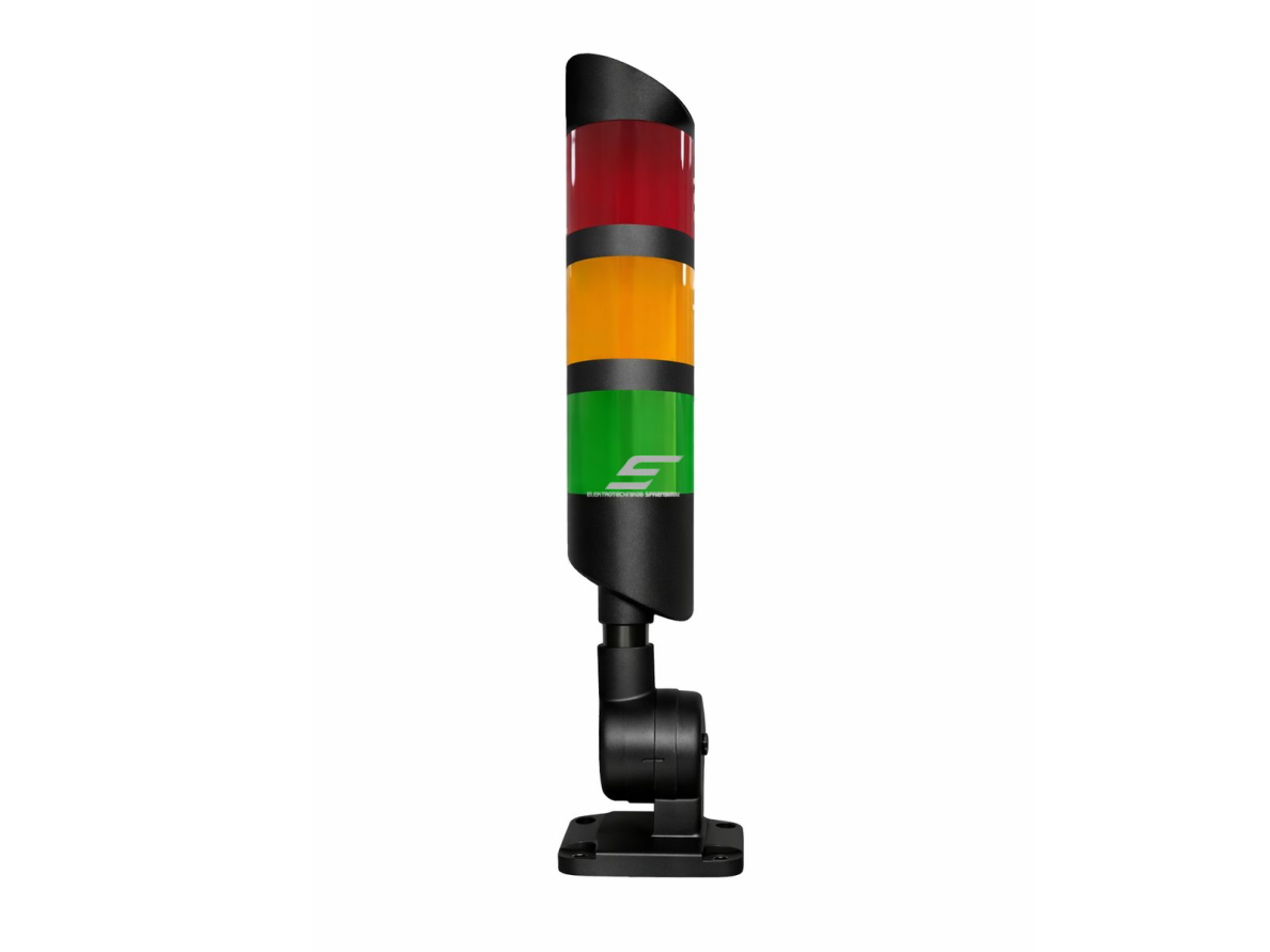 Signalinis bokštelis su garsiniu signalu | LED | raudona + geltona + žalia | 4 W | Ø50 mm | 24 V DC | 360° matomumas | IP53 | sulankstomas | juodas | ES-M4-50SB