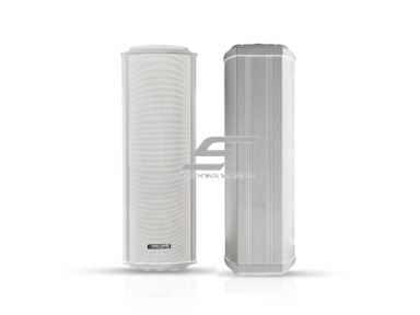 Sieninė garso kolonėlė | atspari vandeniui | 100V | 60W | IP66 | balta | 2x6.5" žemadažnis + 1" full range garsiakalbiai