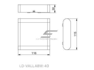 LED fasadinis | sieninis lauko šviestuvas | 8W | 230V | 4000K | 640lm | IP54 | juodas | GTV Lighting | VALLA | LD-VALLA8W-40 LED fasadinis | sieninis lauko šviestuvas | 8W | 230V | 4000K | 640lm | IP54 | juodas | GTV Lighting | VALLA | LD-VALLA8W-40