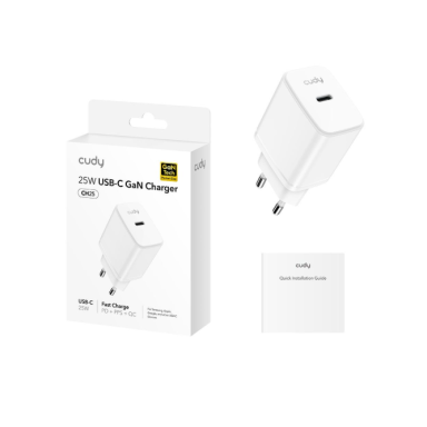Sienas ātrās uzlādes lādētājs | USB-C | 25W | 100–240V | ātra un droša uzlāde | gudra strāvas vadība | balts Sienas ātrās uzlādes lādētājs | USB-C | 25W | 100–240V | ātra un droša uzlāde | gudra strāvas vadība | balts