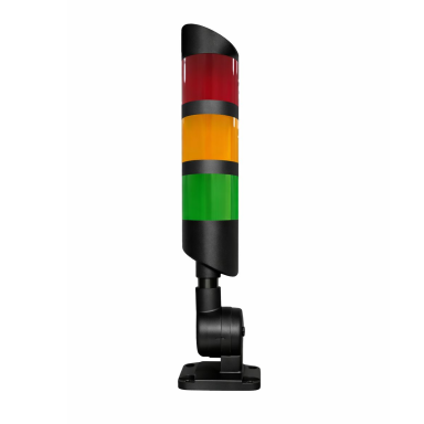 Signal tower (stack light) with audible signal | LED | red + yellow + green | 4 W | Ø50 mm | 24 V DC | 360° visibility | IP53 | foldable | black | ES-M4-50SB