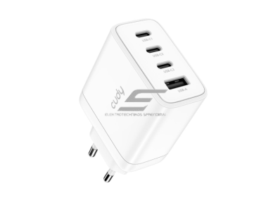 Sieninis greitojo įkrovimo įkroviklis | 3xUSB-C + 1xUSB-A | 65W | 100–240V | greitas ir saugus įkrovimas | išmanus galios valdymas | baltas Sieninis greitojo įkrovimo įkroviklis | 3xUSB-C + 1xUSB-A | 65W | 100–240V | greitas ir saugus įkrovimas | išmanus galios valdymas | baltas