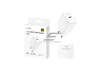 Sieninis greitojo įkrovimo įkroviklis | USB-C | 25W | 100–240V | greitas ir saugus įkrovimas | išmanus galios valdymas | baltas 1