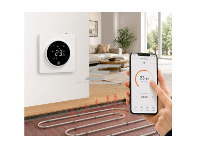 Išmanus elektrinio grindinio šildymo termostatas | WiFi | 230V | 16A | ±0.5°C tikslumas | smart home (MQTT) | programuojamas | sieninis montavimas 5