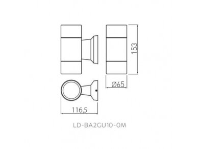 Fasadinis | sieninis lauko šviestuvas | GU10 | 2x10W | IP54 | pilkas | GTV Lighting | BALEO MINI 2 | LD-BA2GU10-0M 1 Fasadinis | sieninis lauko šviestuvas | GU10 | 2x10W | IP54 | pilkas | GTV Lighting | BALEO MINI 2 | LD-BA2GU10-0M 1