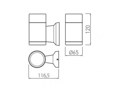 Fasadinis | sieninis lauko šviestuvas | GU10 | 10W | IP54 | pilkas | GTV Lighting | BALEO MINI | LD-BALGU10-0S 1
