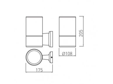 Fasadinis | sieninis lauko šviestuvas | E27 | 40W | IP54 | pilkas | GTV Lighting | BALEO | LD-BALE27-00 1