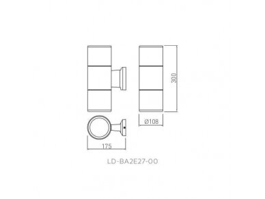 Fasadinis | sieninis lauko šviestuvas | E27 | 2x40W | IP54 | pilkas | GTV Lighting | BALEO | LD-BA2E27-00 1 Fasadinis | sieninis lauko šviestuvas | E27 | 2x40W | IP54 | pilkas | GTV Lighting | BALEO | LD-BA2E27-00 1