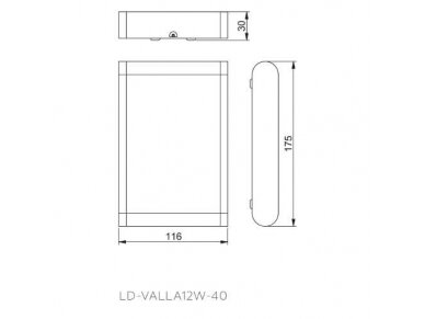 LED fasadinis | sieninis lauko šviestuvas | 12W | 230V | 4000K | 960lm | IP54 | juodas | GTV Lighting | VALLA | LD-VALLA12W-40 1