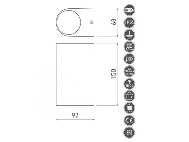 Fasadinis | sieninis lauko šviestuvas | GU10 | 2x35W | IP54 | baltas | GTV Lighting | TIAGO | LD-TIAGOGU10D-01 1