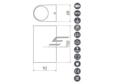 Fasadinis | sieninis lauko šviestuvas | GU10 | 35W | IP54 | juodas | GTV Lighting | TIAGO | LD-TIAGOGU10J-20 1 Fasadinis | sieninis lauko šviestuvas | GU10 | 35W | IP54 | juodas | GTV Lighting | TIAGO | LD-TIAGOGU10J-20 1