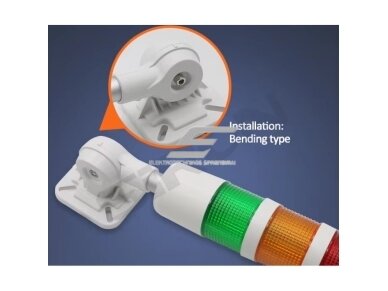 Signalinis bokštelis su 3 spalvų LED lempų moduliais | raudonas+geltonas+žalias | su garsiniu signalu | 1,2~2W | 24VDC | IP54 | NPN/PNP | baltas 2