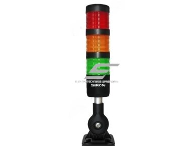 Signalinis bokštelis su 3 spalvų LED lempų moduliais | raudonas+geltonas+žalias | su garsiniu signalu | 1,2~2W | 24VDC | IP54 | NPN/PNP | juodas