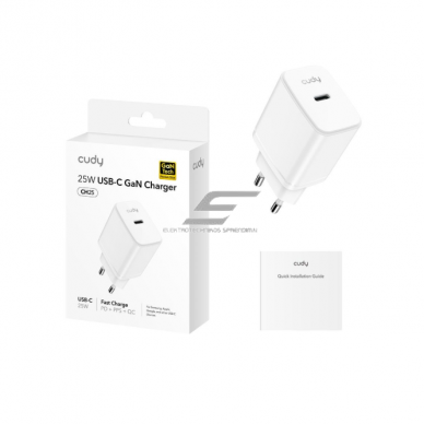 Sienas ātrās uzlādes lādētājs | USB-C | 25W | 100–240V | ātra un droša uzlāde | gudra strāvas vadība | balts 1 Sienas ātrās uzlādes lādētājs | USB-C | 25W | 100–240V | ātra un droša uzlāde | gudra strāvas vadība | balts 1