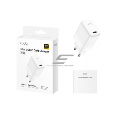 Ścienny szybki ładowarka | USB-C | 30W | 100–240V | szybkie i bezpieczne ładowanie | inteligentne zarządzanie mocą | biały 1