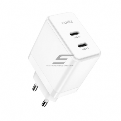 Sienas ātrās uzlādes lādētājs | 2xUSB-C | 40W | 100–240V | ātra un droša uzlāde | gudra strāvas vadība | balts Sienas ātrās uzlādes lādētājs | 2xUSB-C | 40W | 100–240V | ātra un droša uzlāde | gudra strāvas vadība | balts