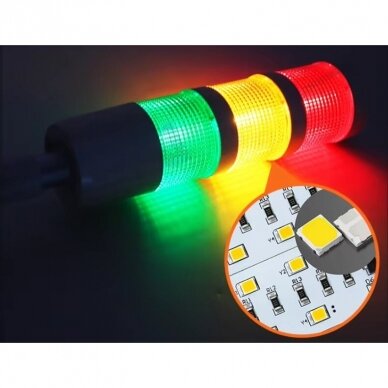 Signalizācijas tornis ar 3 krāsu LED lampu moduļiem (sarkans, dzeltens, zaļš) ar skaņas signālu | 1,2~2W | 24VDC | IP54 | NPN/PNP | balts 1 Signalizācijas tornis ar 3 krāsu LED lampu moduļiem (sarkans, dzeltens, zaļš) ar skaņas signālu | 1,2~2W | 24VDC | IP54 | NPN/PNP | balts 1