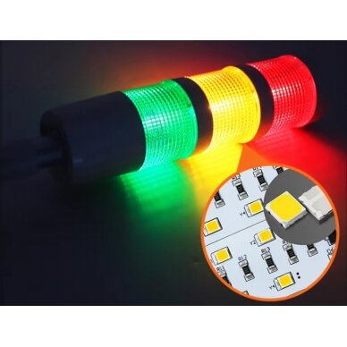 Wieża sygnalizacyjna z modułami 3-kolorowych diod LED (czerwony, żółty, zielony) z sygnałem dźwiękowym | 1,2~2W | 24VDC | IP54 | NPN/PNP | czarny 1 Wieża sygnalizacyjna z modułami 3-kolorowych diod LED (czerwony, żółty, zielony) z sygnałem dźwiękowym | 1,2~2W | 24VDC | IP54 | NPN/PNP | czarny 1