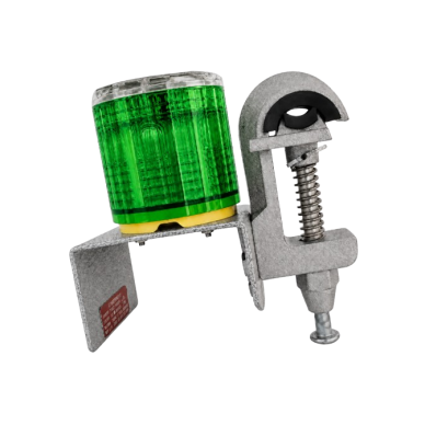 Warning Flashing LED Beacon | Integrated Solar Panel | green | 3.7VDC | 1000mA | 170x160x90mm | Clamp Mount | IP65