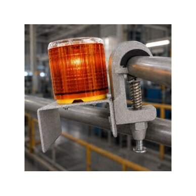 Warning Flashing LED Beacon | Integrated Solar Panel | Orange | 3.7VDC | 1000mA | 170x160x90mm | Clamp Mount | IP65 2