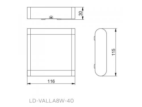 LED fasadinis | sieninis lauko šviestuvas | 8W | 230V | 4000K | 640lm | IP54 | juodas | GTV Lighting | VALLA | LD-VALLA8W-40 1
