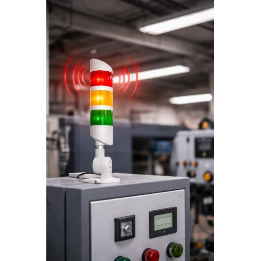 Signāltornis ar skaņas signālu | sarkans + dzeltens + zaļš | 4W | Ø50 mm | 24 V | 360° redzamība | IP53 | balts 3 Signāltornis ar skaņas signālu | sarkans + dzeltens + zaļš | 4W | Ø50 mm | 24 V | 360° redzamība | IP53 | balts 3
