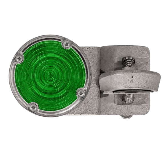 Warning Flashing LED Beacon | Integrated Solar Panel | green | 3.7VDC | 1000mA | 170x160x90mm | Clamp Mount | IP65 1 Warning Flashing LED Beacon | Integrated Solar Panel | green | 3.7VDC | 1000mA | 170x160x90mm | Clamp Mount | IP65 1