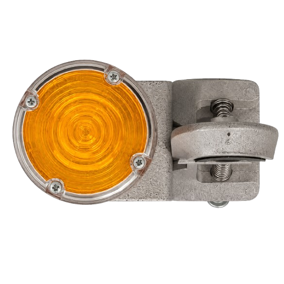 Warning Flashing LED Beacon | Integrated Solar Panel | Orange | 3.7VDC | 1000mA | 170x160x90mm | Clamp Mount | IP65 1
